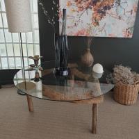 2 table basse en verre bois