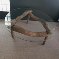 8 table basse en verre bois